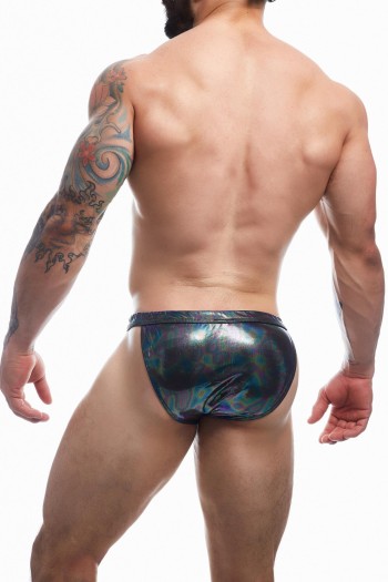 schwarzer Wetlook Clip Tanga Brief EMER4LD - M