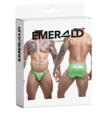 grüner Wetlook Clip Tanga Brief EMER4LD von Cut4Men XL