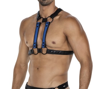 schwarz/blauer Brust-Harness 06 - OS