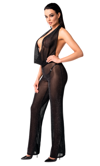 F350 Bodystocking mit Wasserfallausschnitt - XL