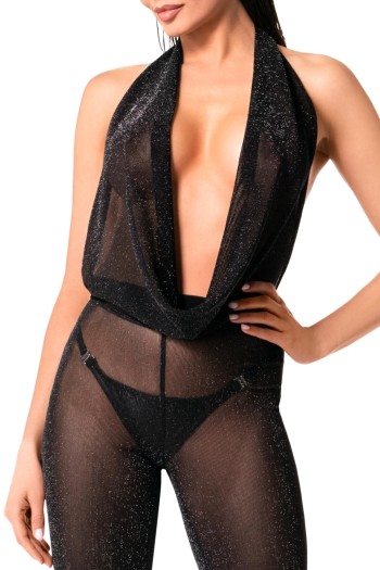 F350 Bodystocking mit Wasserfallausschnitt - 2XL