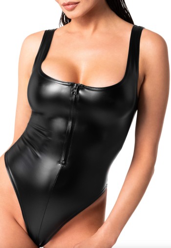 F333 Wetlook Body mit Frontreißverschluss - 3XL