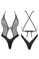 schwarzer Body DDTetyda001 + Netzstrumpfhose - XXL