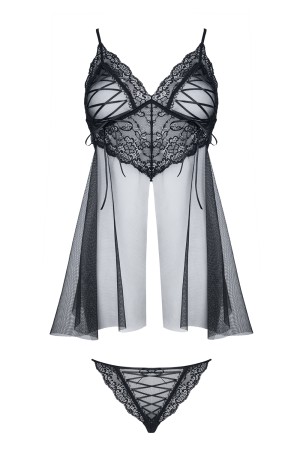 schwarzes Babydoll Clotilde - XL