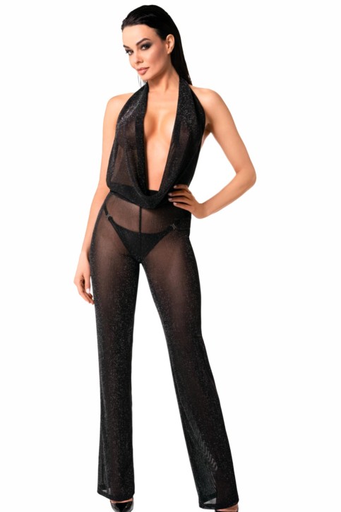 F350 Bodystocking mit Wasserfallausschnitt - M